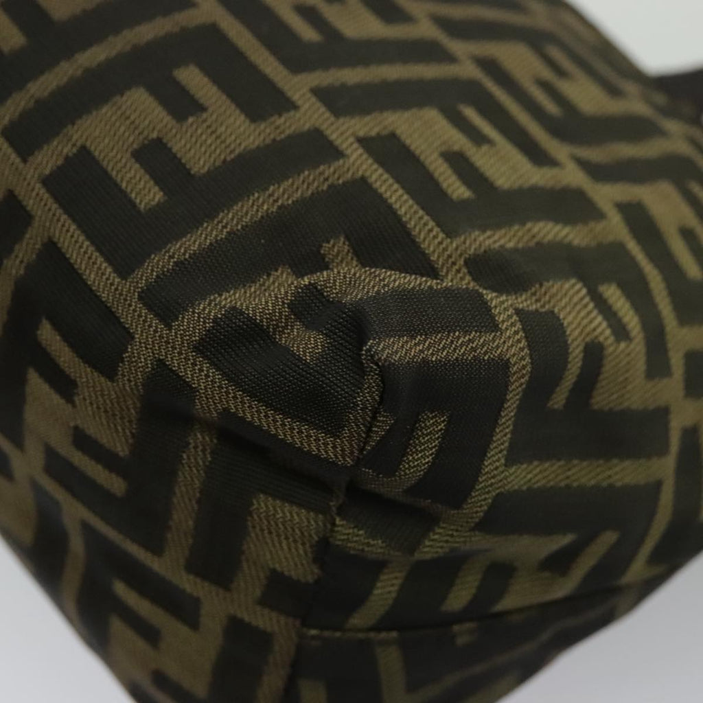 FENDI Zucca Canvas Shoulder Bag Brown Black Silver yk15522