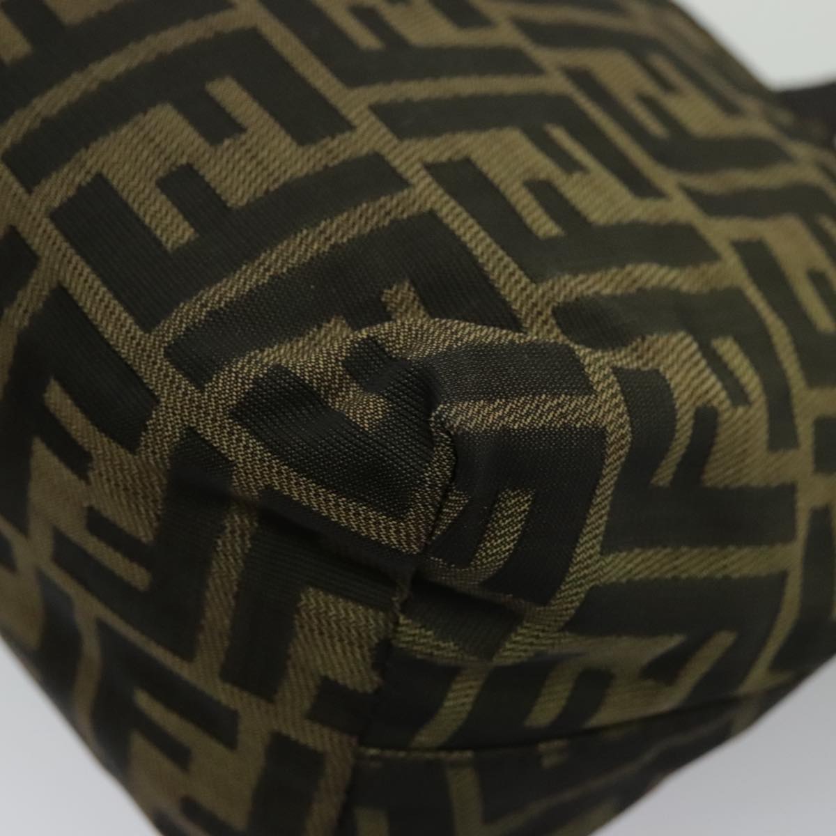 FENDI Zucca Canvas Shoulder Bag Brown Black Silver yk15522