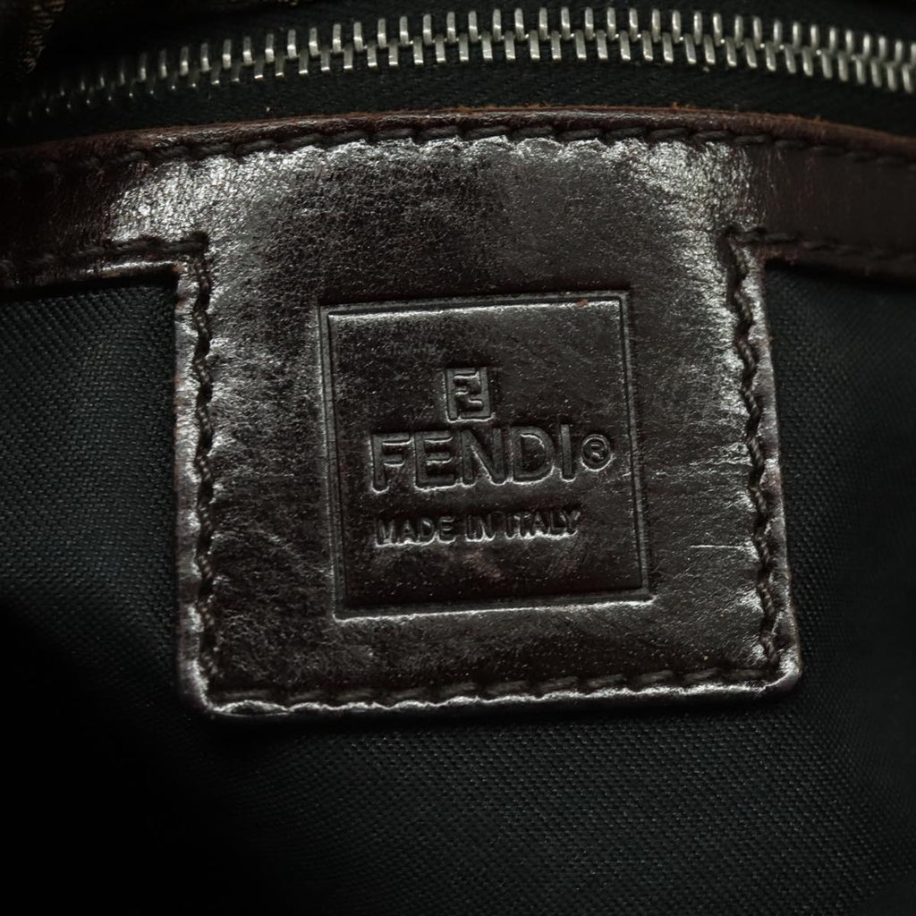FENDI Zucca Canvas Shoulder Bag Brown Black Silver yk15522