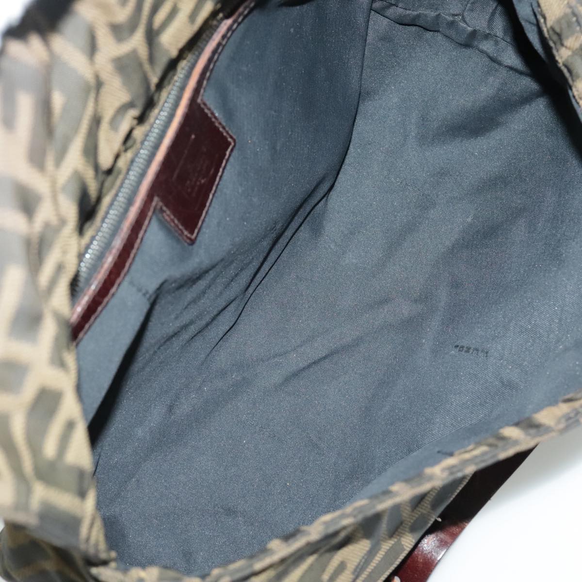 FENDI Zucca Canvas Shoulder Bag Brown Black Silver yk15522