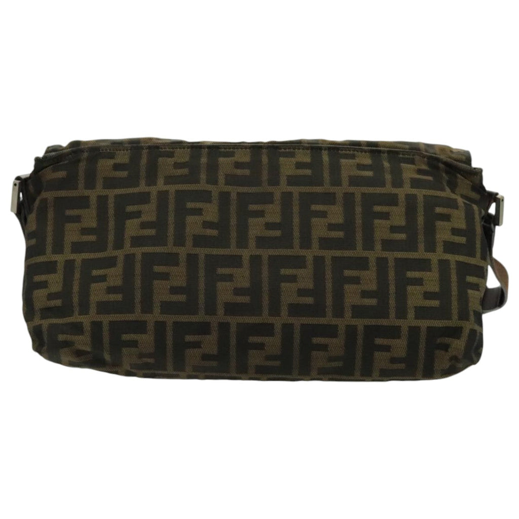 FENDI Zucca Canvas Shoulder Bag Brown Black Silver yk15522
