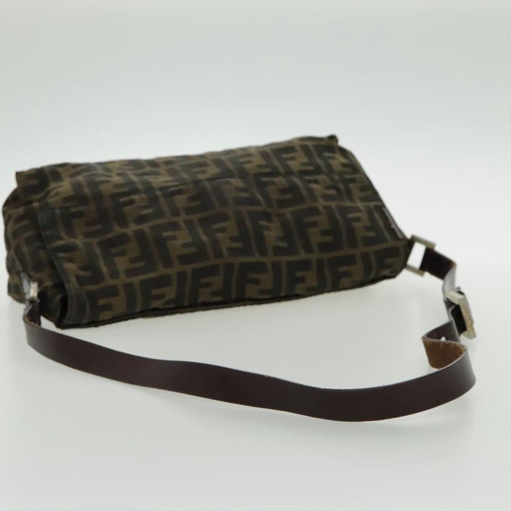 FENDI Zucca Canvas Shoulder Bag Brown Black Silver yk15522
