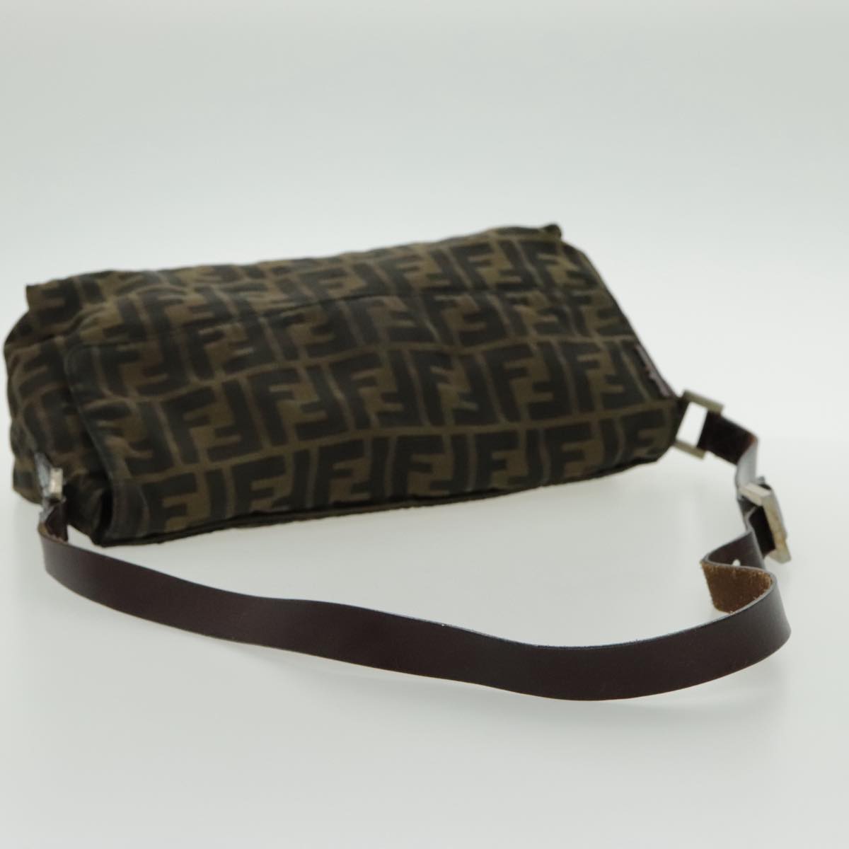 FENDI Zucca Canvas Shoulder Bag Brown Black Silver yk15522