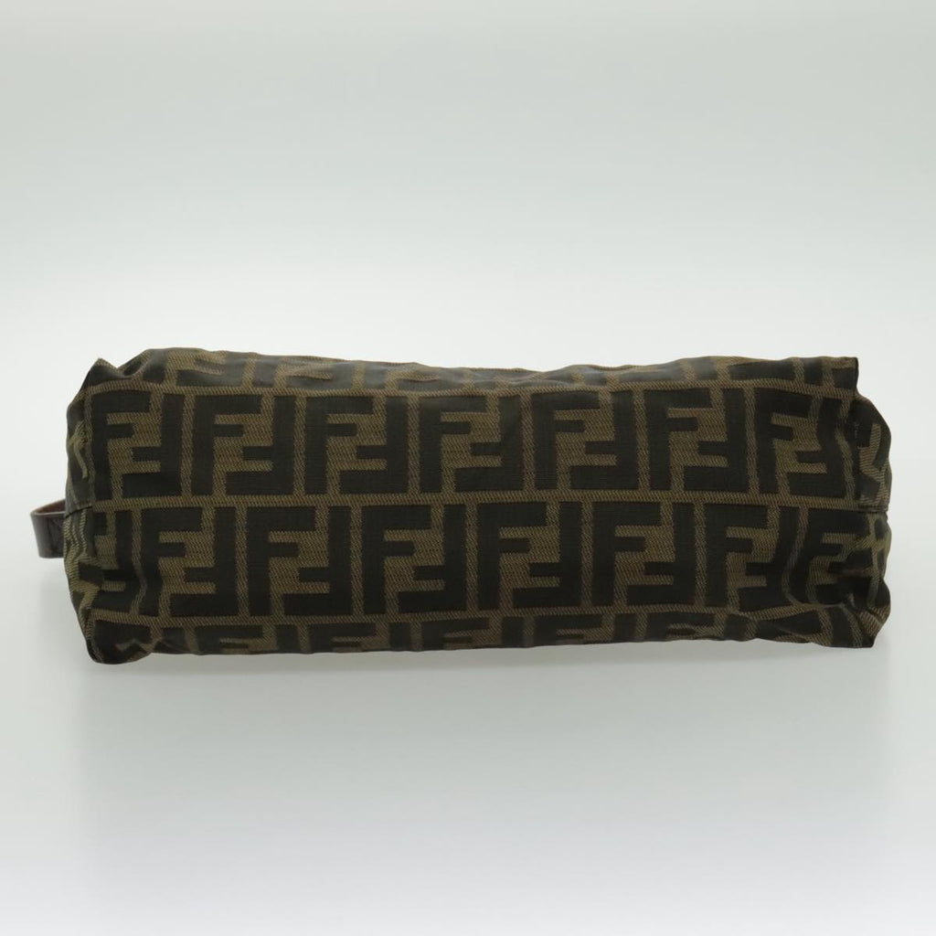 FENDI Zucca Canvas Shoulder Bag Brown Black Silver yk15522