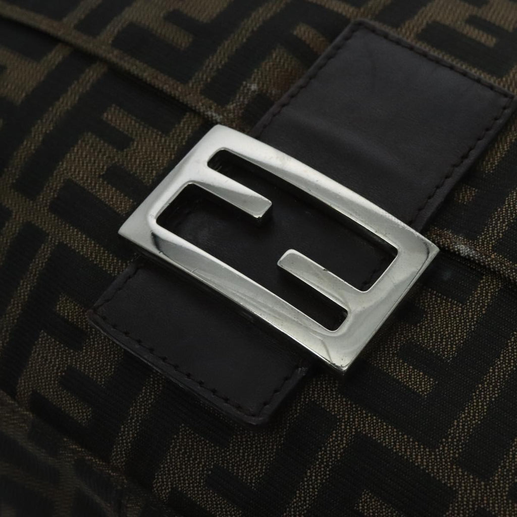 FENDI Zucca Canvas Mamma Baguette Shoulder Bag Brown Black Silver yk15544