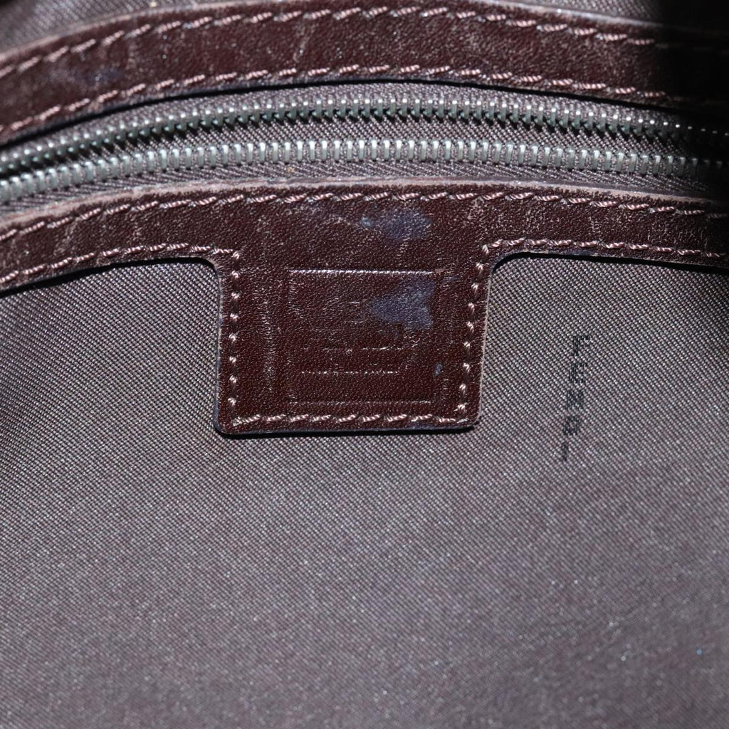FENDI Zucca Canvas Mamma Baguette Shoulder Bag Brown Black Silver yk15544