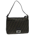 FENDI Zucca Canvas Mamma Baguette Shoulder Bag Brown Black Silver yk15544
