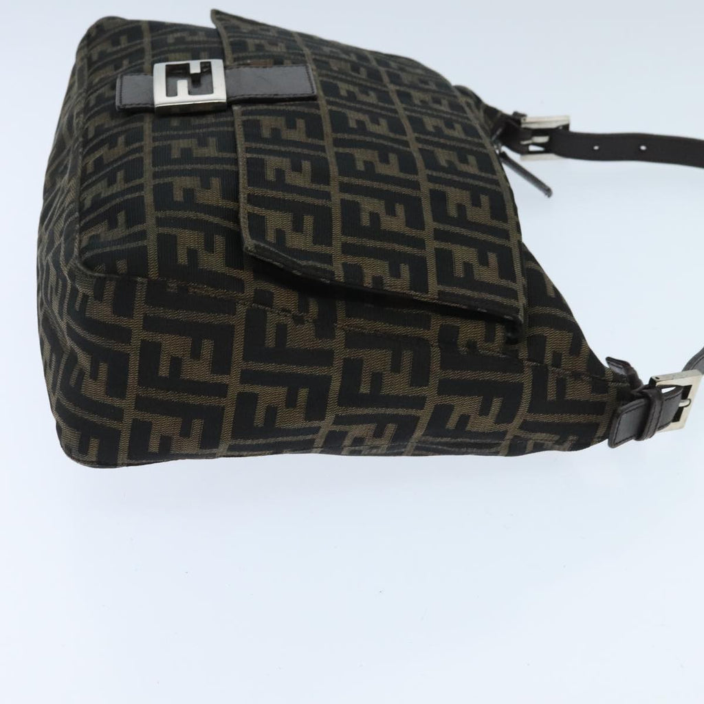 FENDI Zucca Canvas Mamma Baguette Shoulder Bag Brown Black Silver yk15544