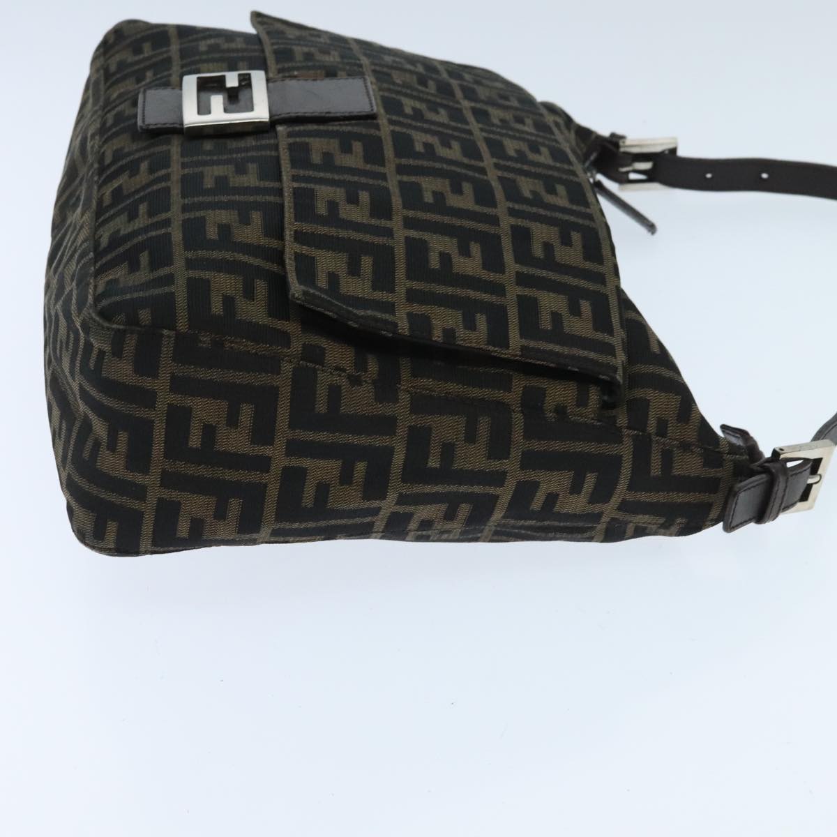 FENDI Zucca Canvas Mamma Baguette Shoulder Bag Brown Black Silver yk15544