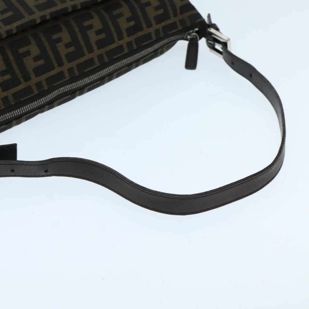 FENDI Zucca Canvas Mamma Baguette Shoulder Bag Brown Black Silver yk15544