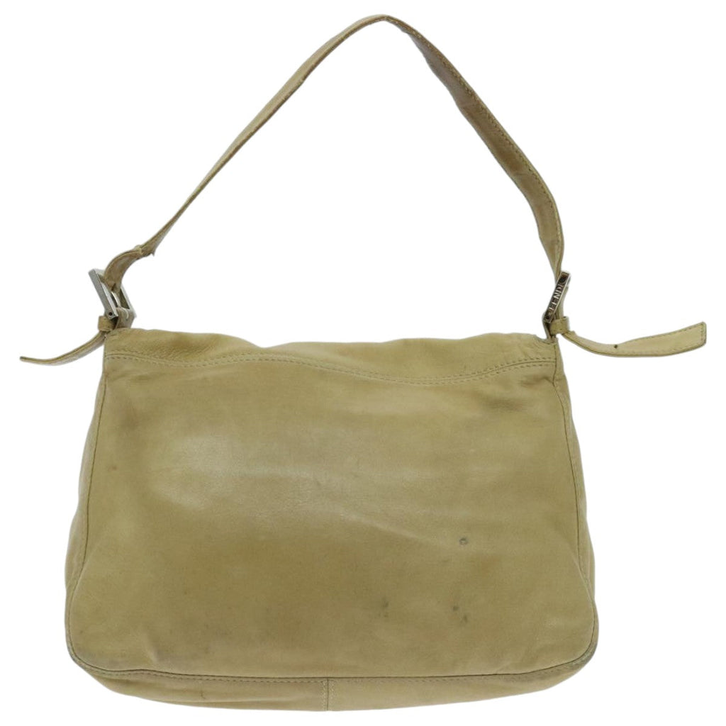 FENDI Mamma Baguette Shoulder Bag Leather Beige yk15554