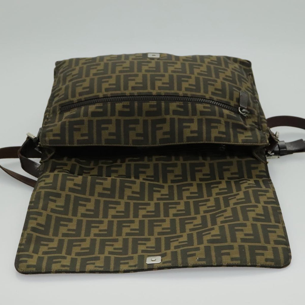 FENDI Zucca Canvas Shoulder Bag Brown yk15561
