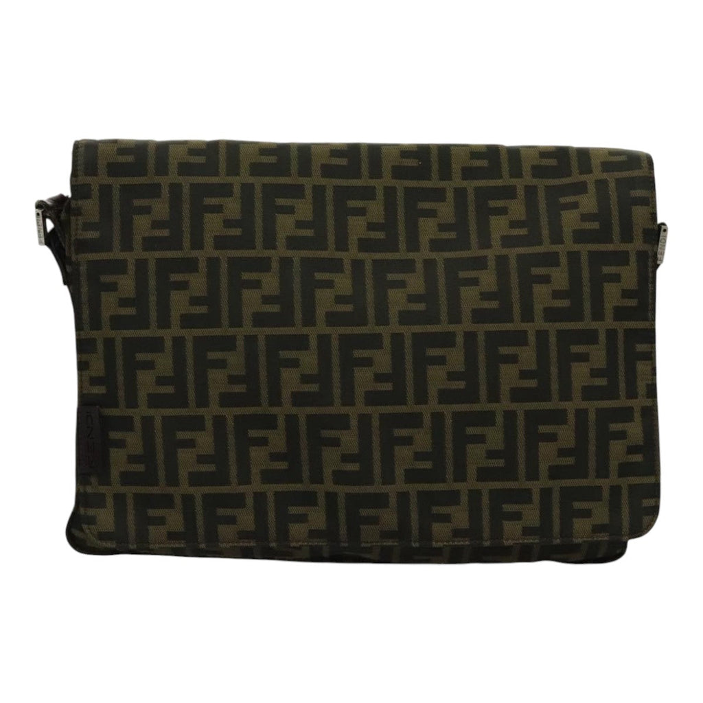 FENDI Zucca Canvas Shoulder Bag Brown yk15561