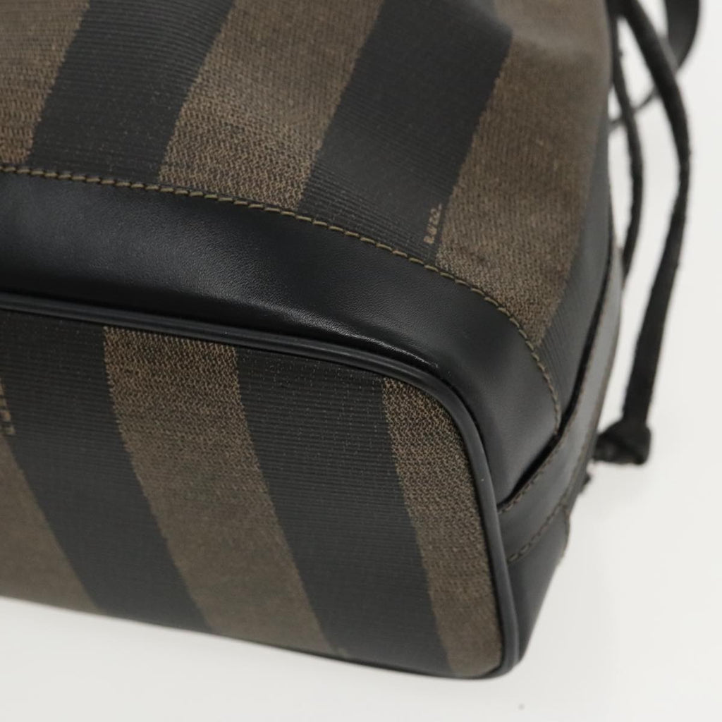 FENDI Pecan Canvas Shoulder Bag Brown Black yk15568