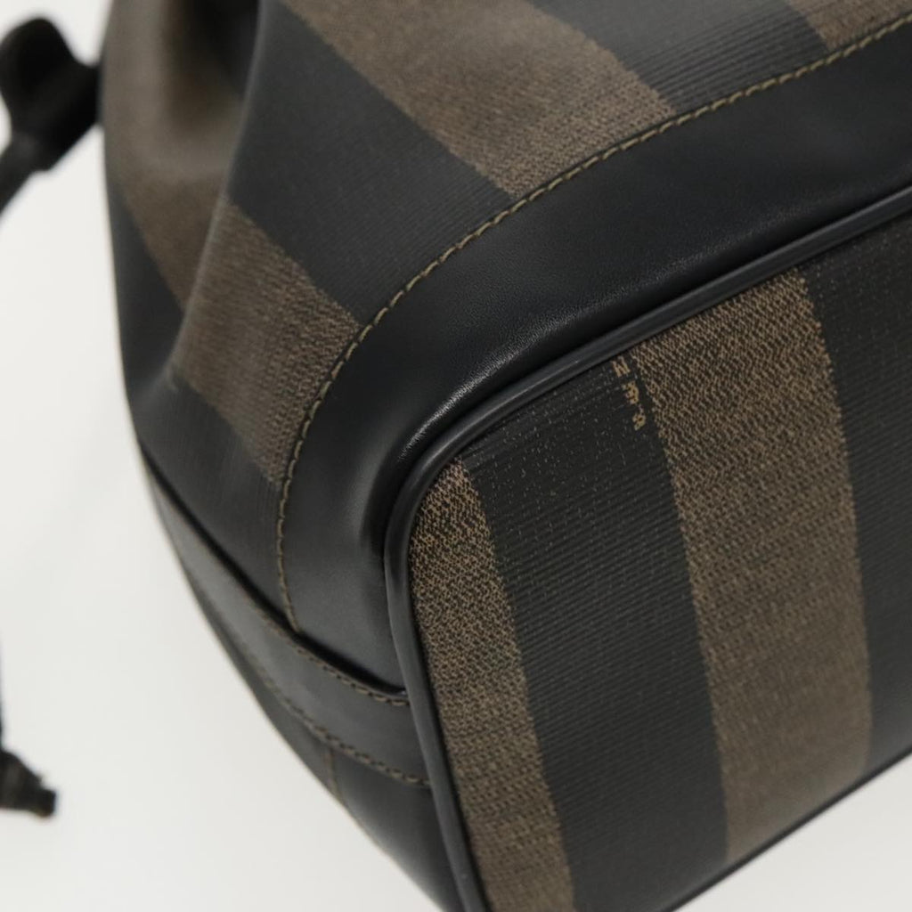 FENDI Pecan Canvas Shoulder Bag Brown Black yk15568