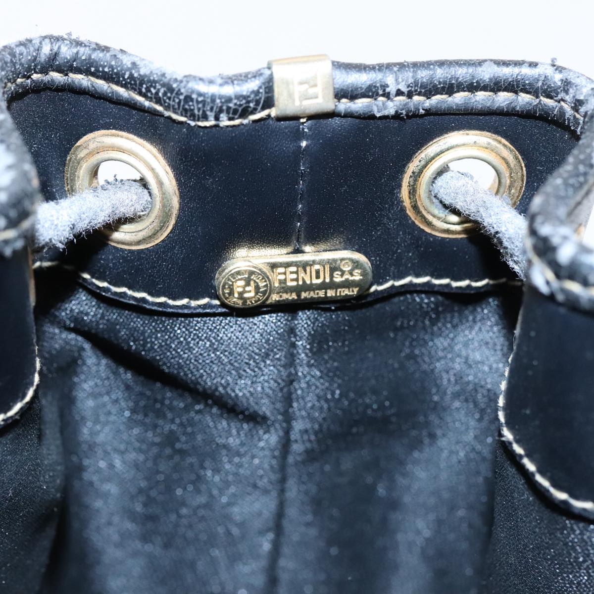 FENDI Pecan Canvas Shoulder Bag Brown Black yk15568