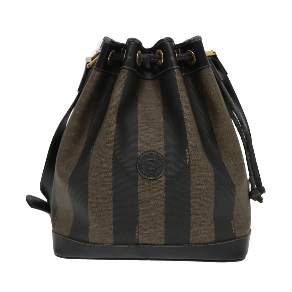 FENDI Pecan Canvas Shoulder Bag Brown Black yk15568