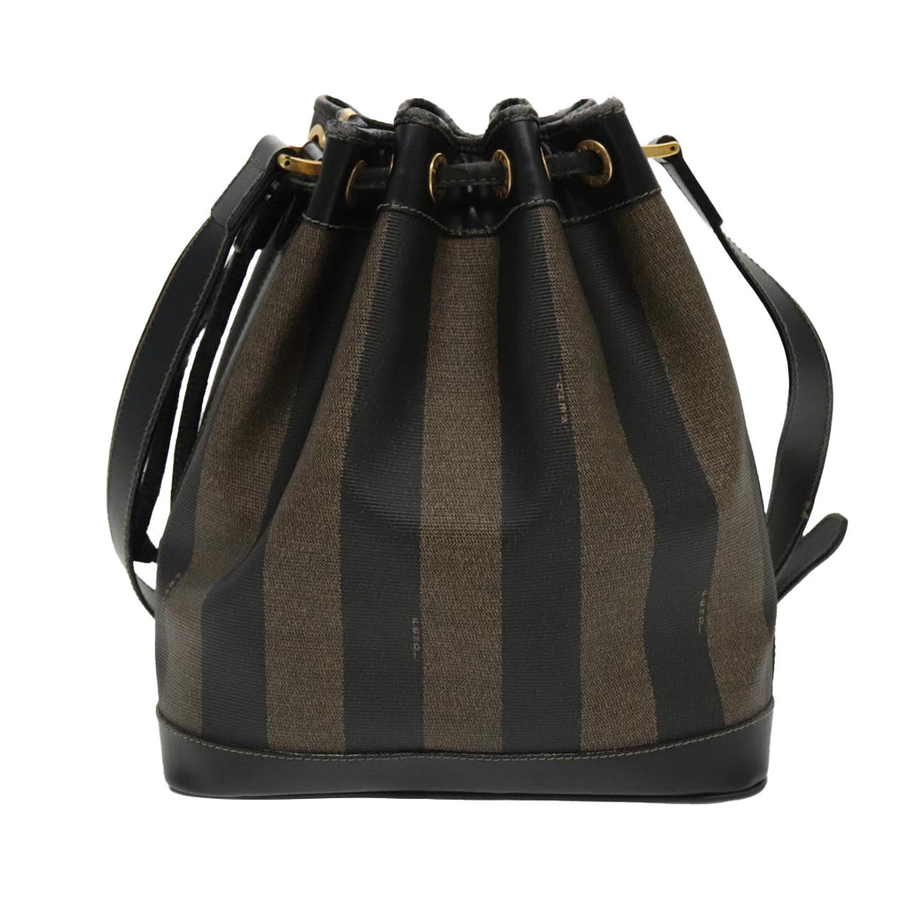FENDI Pecan Canvas Shoulder Bag Brown Black yk15568