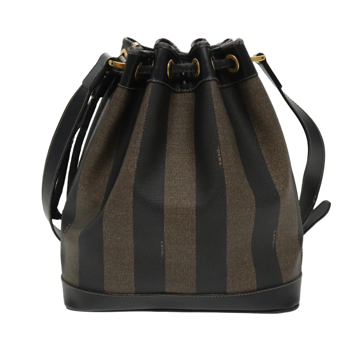 FENDI Pecan Canvas Shoulder Bag Brown Black yk15568