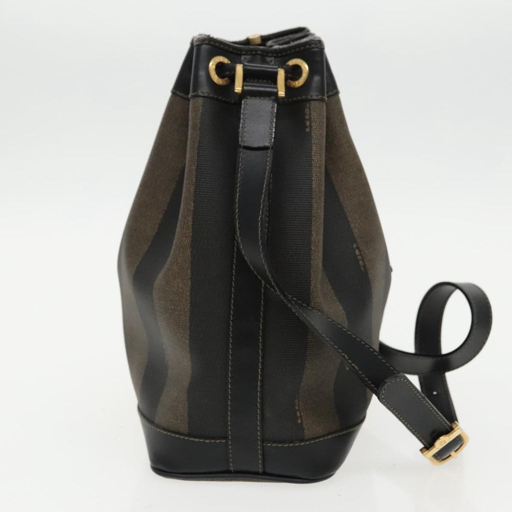 FENDI Pecan Canvas Shoulder Bag Brown Black yk15568