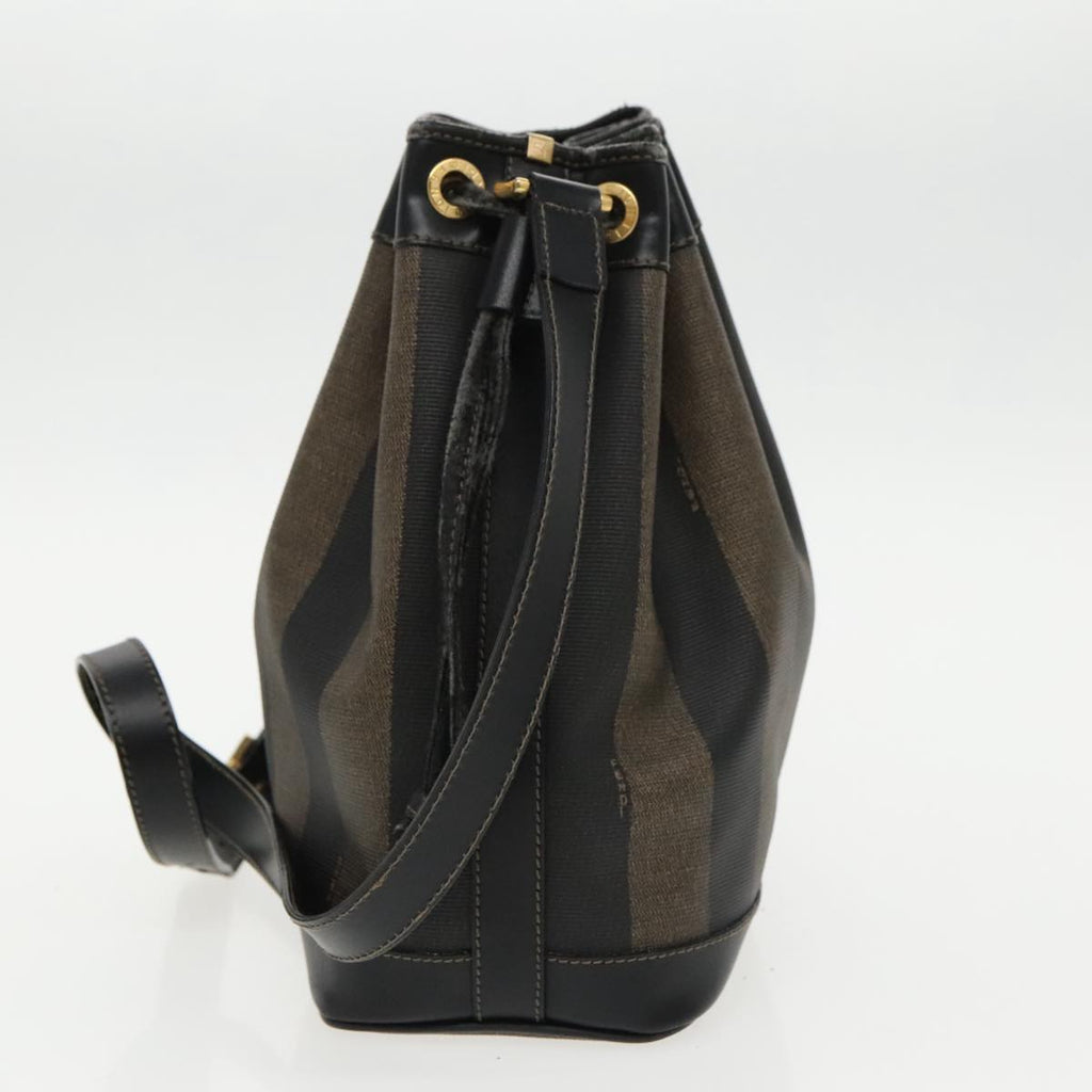 FENDI Pecan Canvas Shoulder Bag Brown Black yk15568