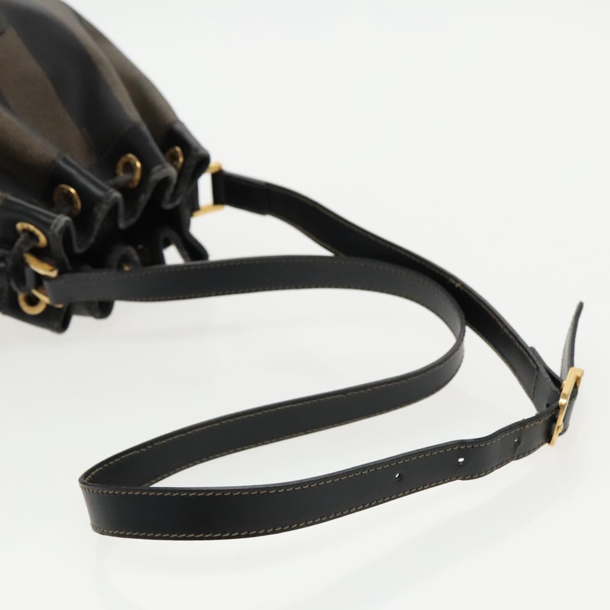 FENDI Pecan Canvas Shoulder Bag Brown Black yk15568
