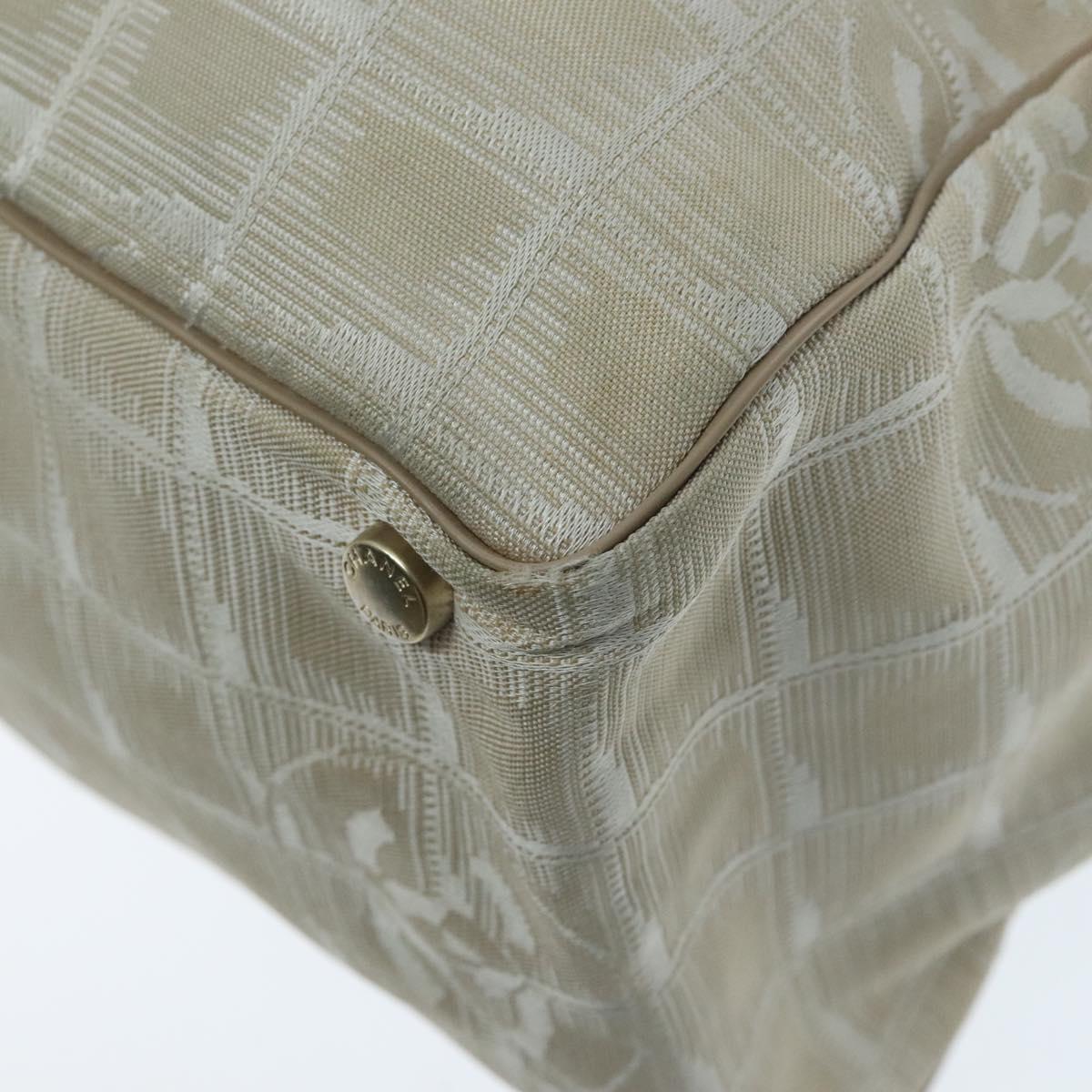 CHANEL New travel line Tote Bag Nylon Beige CC yk15573