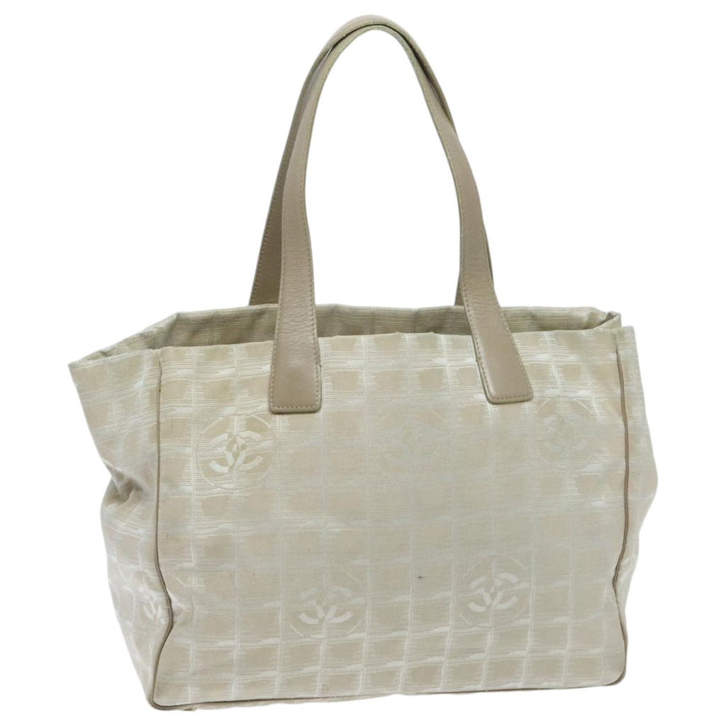 CHANEL New travel line Tote Bag Nylon Beige CC yk15573