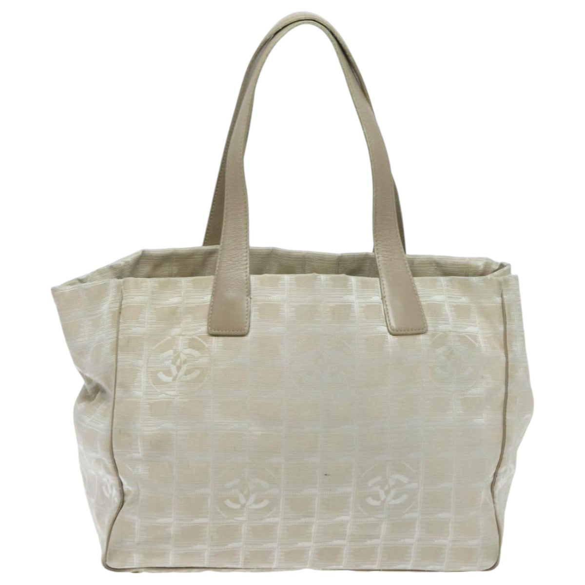CHANEL New travel line Tote Bag Nylon Beige CC yk15573