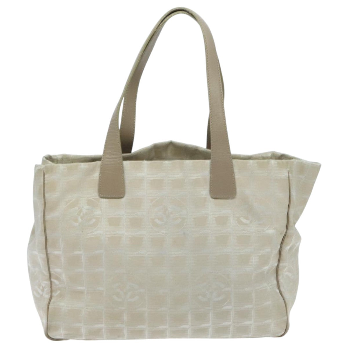 CHANEL New travel line Tote Bag Nylon Beige CC yk15573