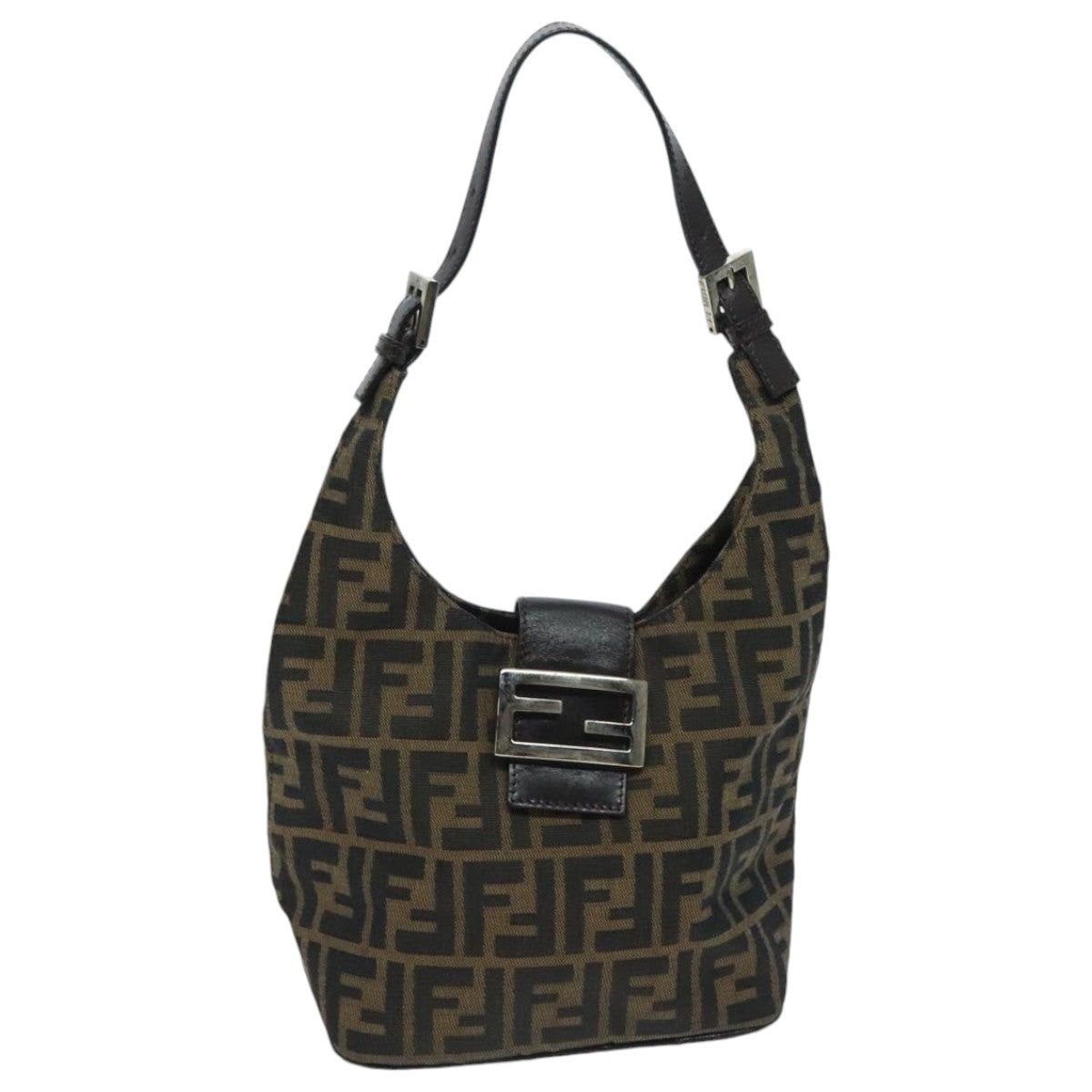 FENDI Zucca Canvas Mamma Baguette Shoulder Bag Brown yk15584