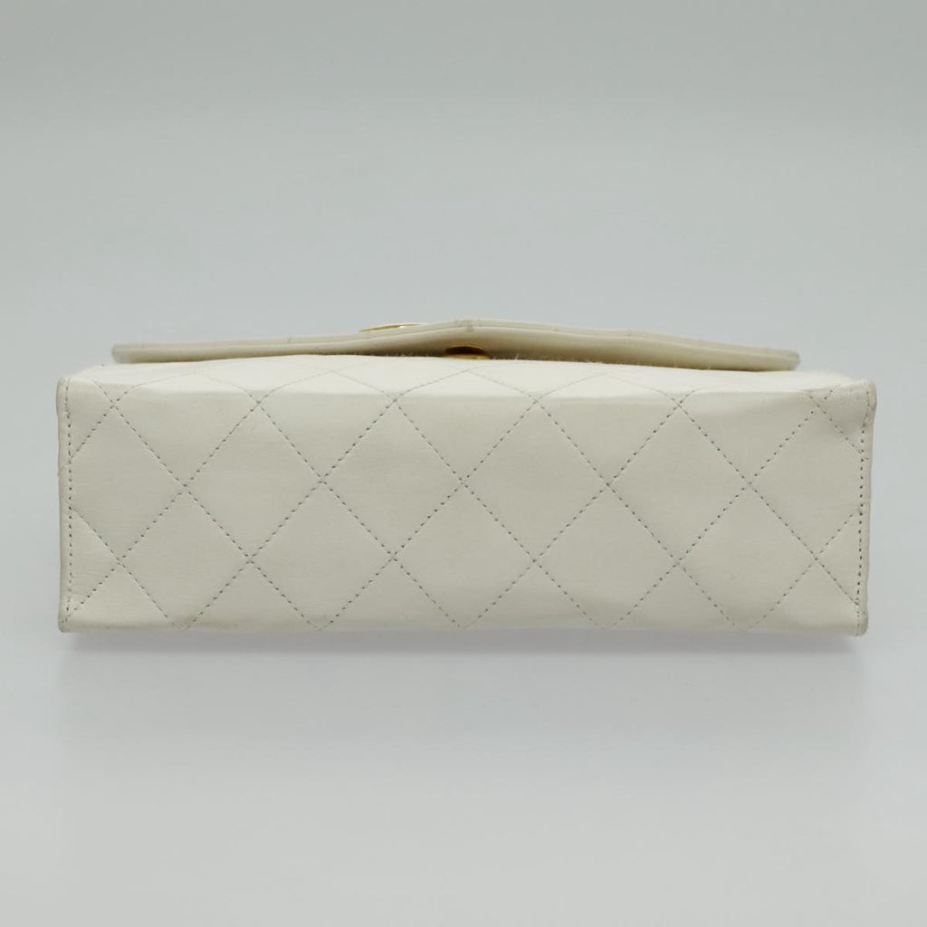 CHANEL Matelasse Big COCO Mark Chain Bag Lamb Skin White Gold CC yk15609A