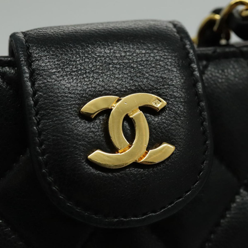 CHANEL Matelasse Chain Shoulder Bag Lamb Skin Black Gold CC yk15615A