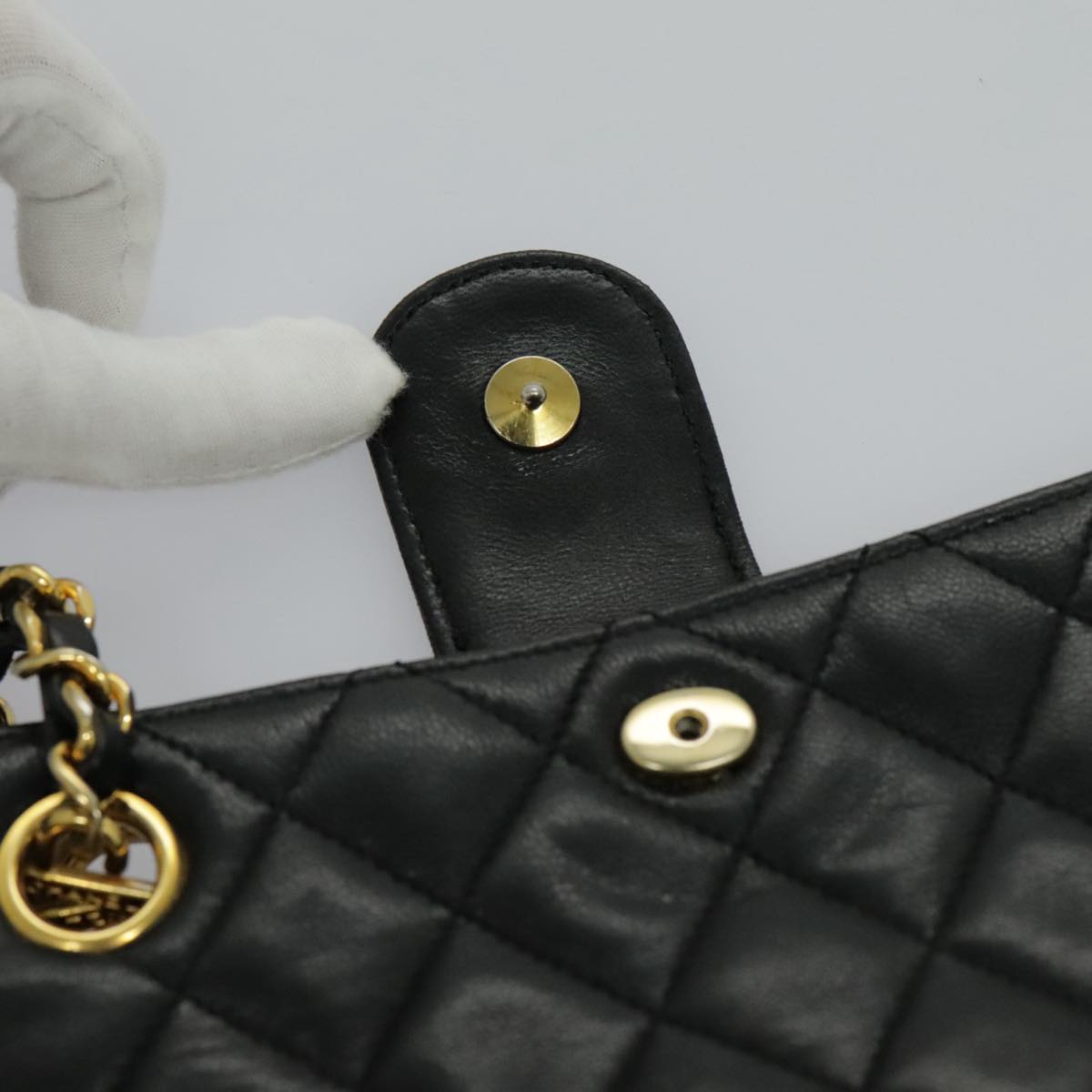 CHANEL Matelasse Chain Shoulder Bag Lamb Skin Black Gold CC yk15615A