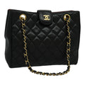 CHANEL Matelasse Chain Shoulder Bag Lamb Skin Black Gold CC yk15615A
