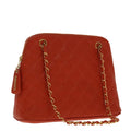 CHANEL Matelasse Chain Shoulder Bag Caviar Skin Orange Gold CC yk15664A