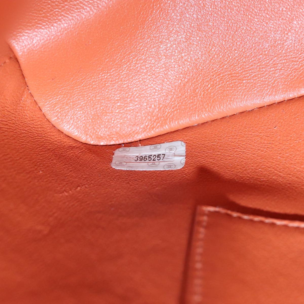 CHANEL Matelasse Chain Shoulder Bag Caviar Skin Orange Gold CC yk15664A