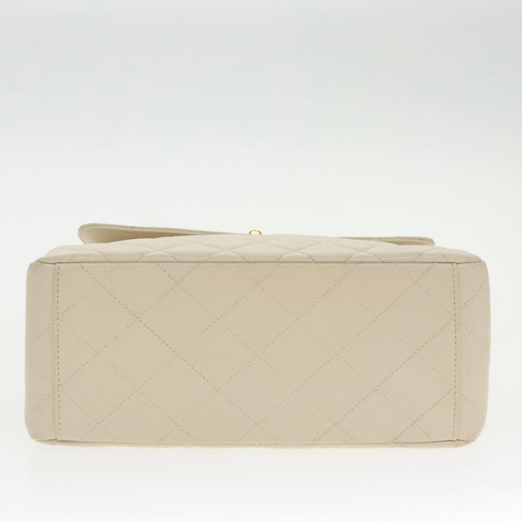CHANEL Matelasse Shoulder Bag Lamb Skin White Gold CC yk15665A