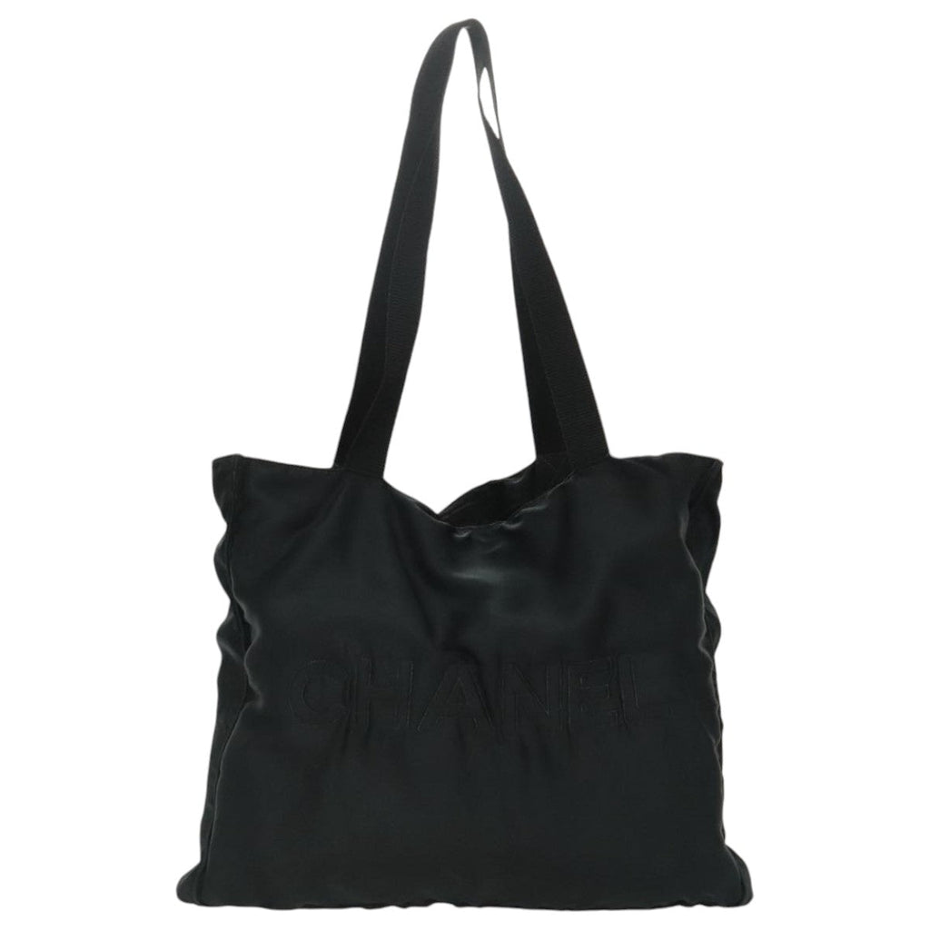 CHANEL COCO Mark Tote Bag Silk Black Gold CC yk15672