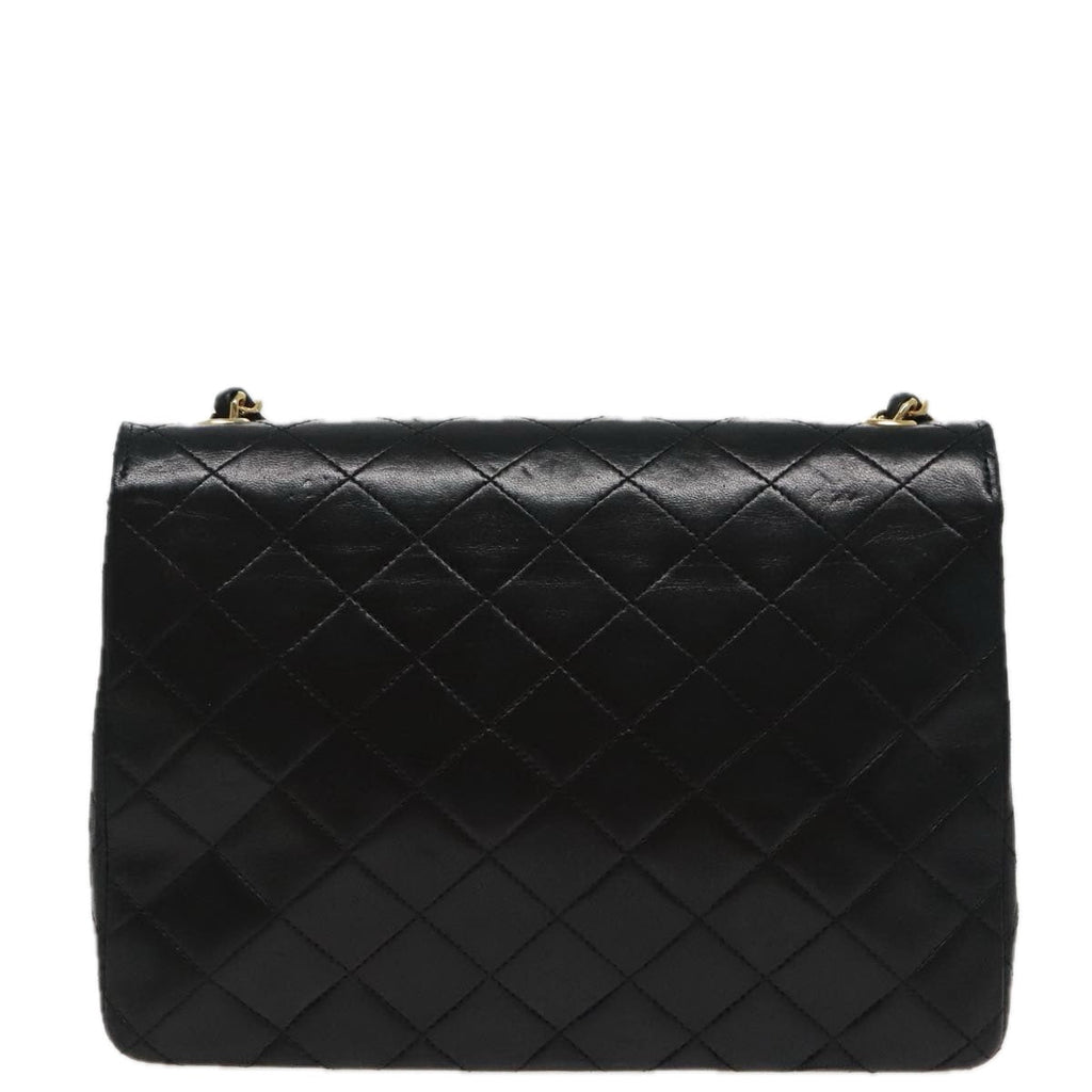 CHANEL Matelasse Chain Shoulder Bag Lamb Skin Black Gold CC yk15735