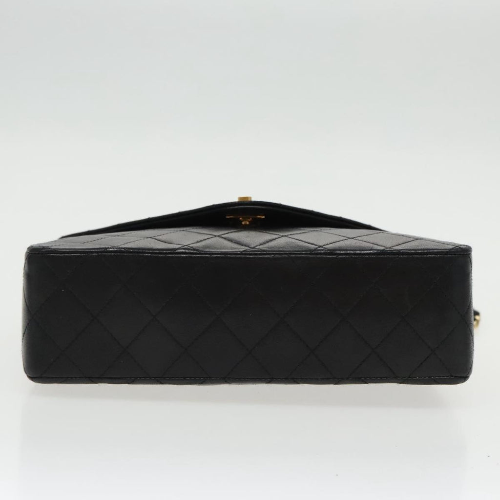 CHANEL Matelasse Chain Shoulder Bag Lamb Skin Black Gold CC yk15735