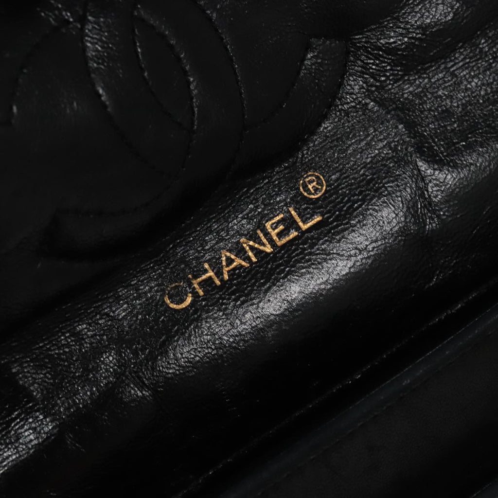 CHANEL Matelasse Chain Shoulder Bag Lamb Skin Black Gold white CC yk15737