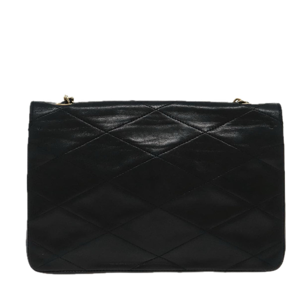 CHANEL Matelasse Chain Shoulder Bag Lamb Skin Black Gold white CC yk15737