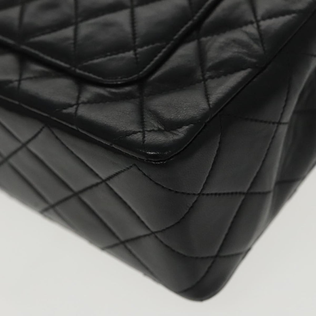 CHANEL Matelasse Turn Lock Chain Hand Bag Lamb Skin Black Gold CC yk15738A