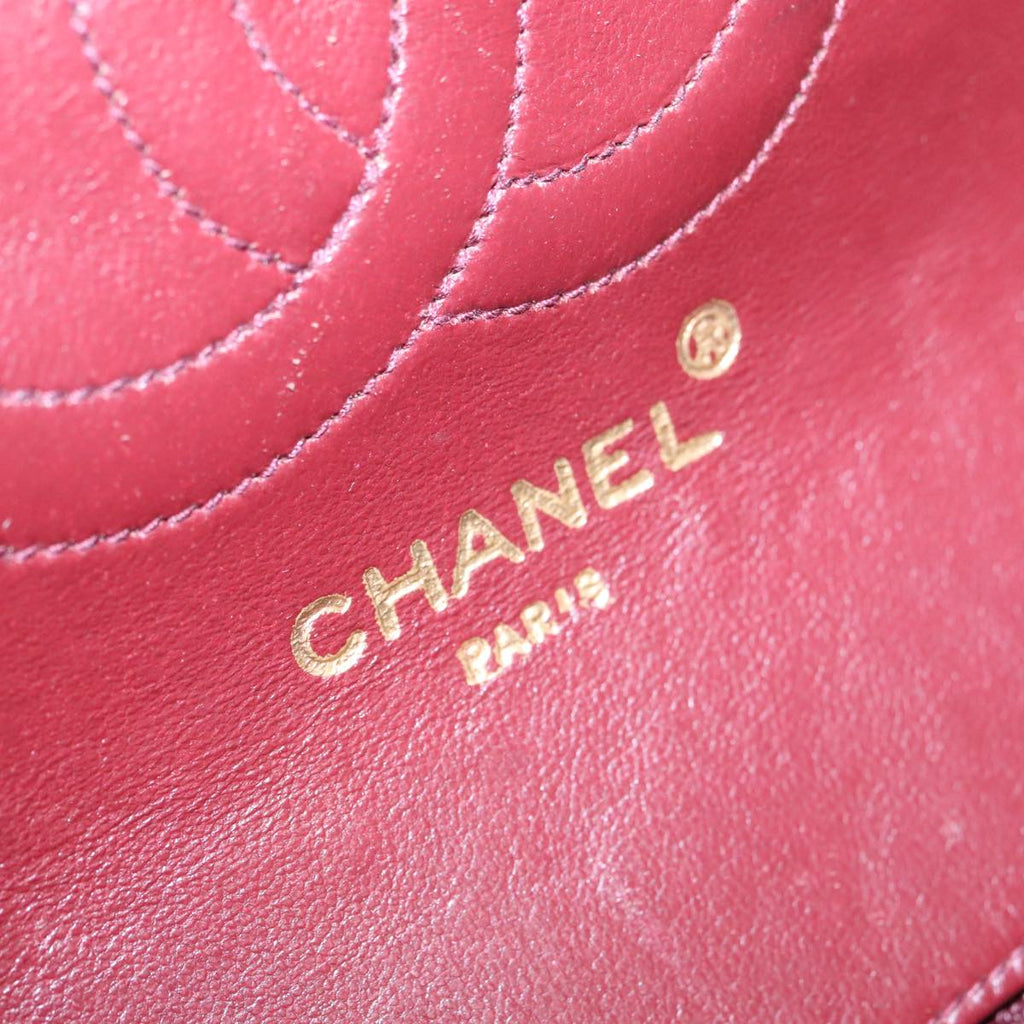 CHANEL Matelasse Turn Lock Chain Hand Bag Lamb Skin Black Gold CC yk15738A