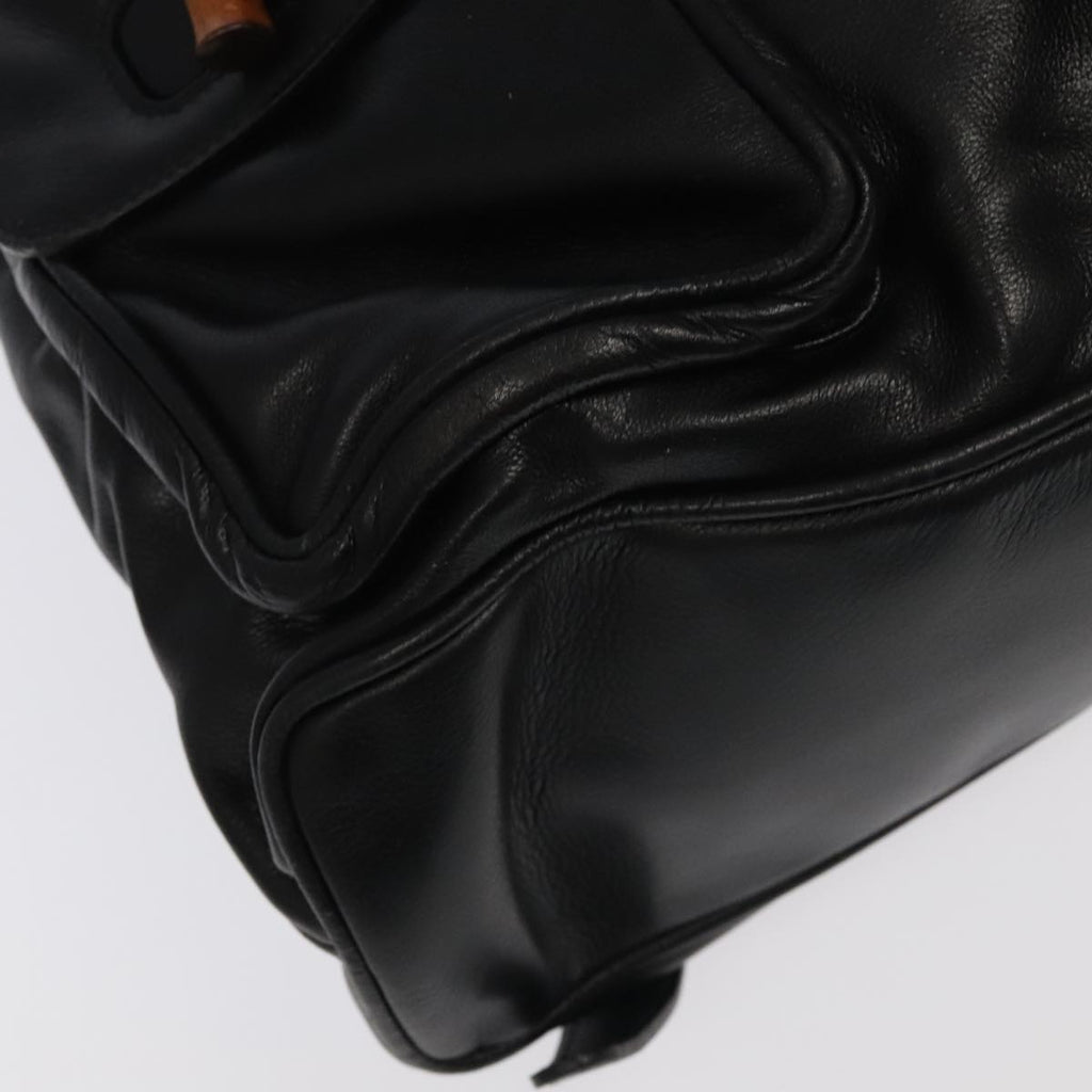 GUCCI Bamboo Backpack Leather Black Gold 003 2058 0016 yk15777
