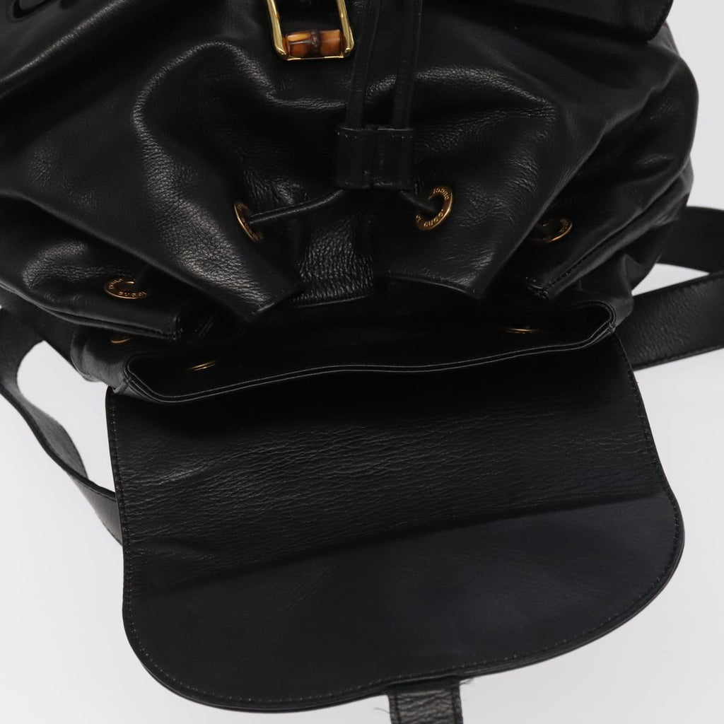 GUCCI Bamboo Backpack Leather Black Gold 003 2058 0016 yk15777