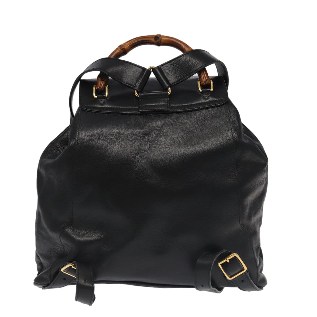 GUCCI Bamboo Backpack Leather Black Gold 003 2058 0016 yk15777