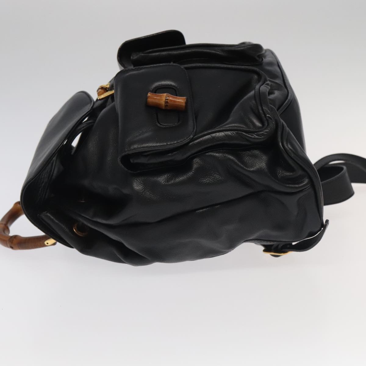 GUCCI Bamboo Backpack Leather Black Gold 003 2058 0016 yk15777