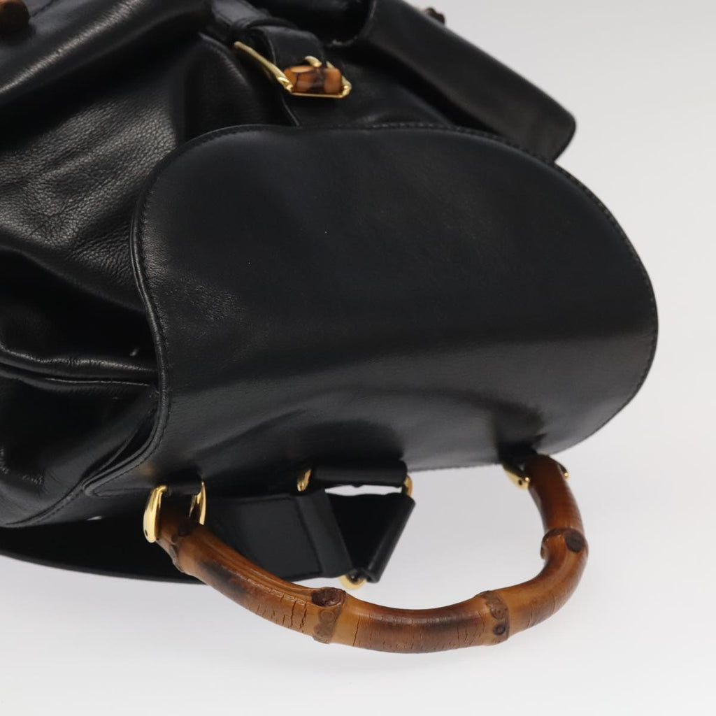 GUCCI Bamboo Backpack Leather Black Gold 003 2058 0016 yk15777